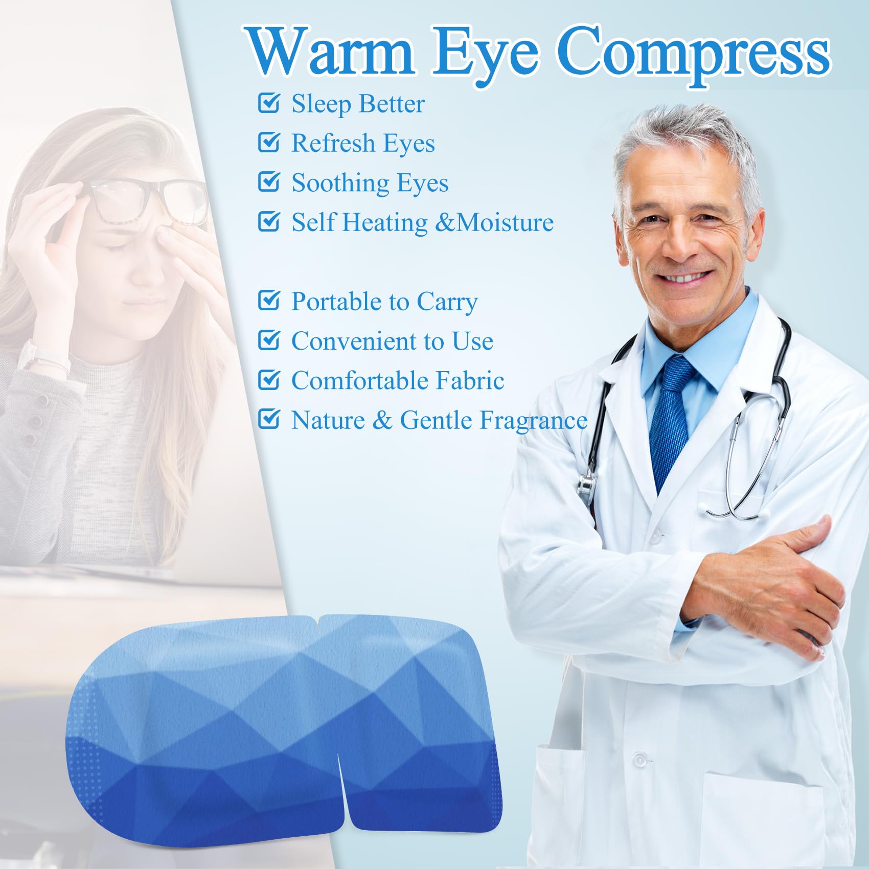 16 Pack Self-Heating Steam Eye Masks for Sleeping - Warm Compress for Dry Eyes & Relaxation - Disposable Eye Mask for Home, Office, Spa & Travel - Perfect for Stress Relief, Insomnia & Jet Lag