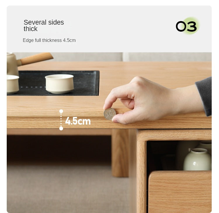 Solid Oak Wood Extendable Modern Coffee Table - Perfect for Living Room, Lounge, and Small Spaces