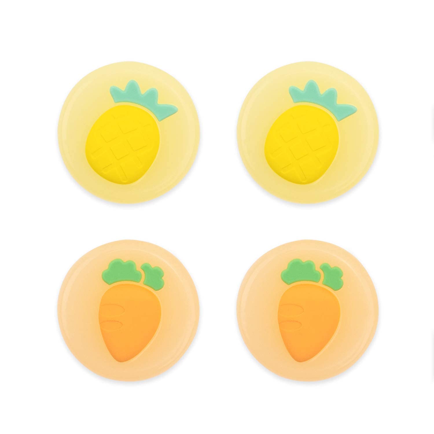 GeekShare Fruit Theme Thumb Grip Caps - Soft Silicone Joystick Cover for Nintendo Switch & Switch Lite (4 Pack - Carrot & Pineapple Design) - Perfect for Gaming Comfort and Controller Protection