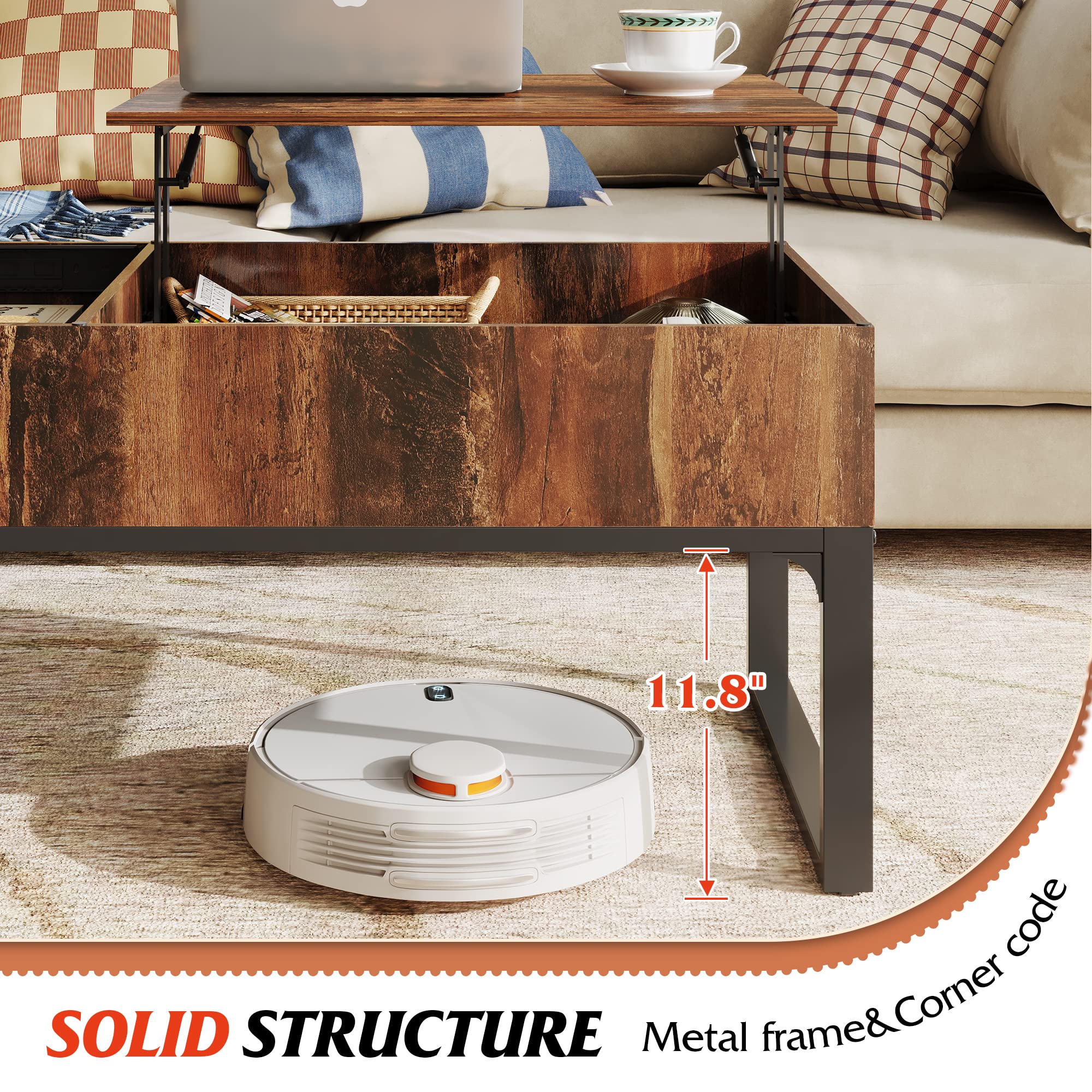 WLIVE Lift Top Coffee Table with Storage - 40.9