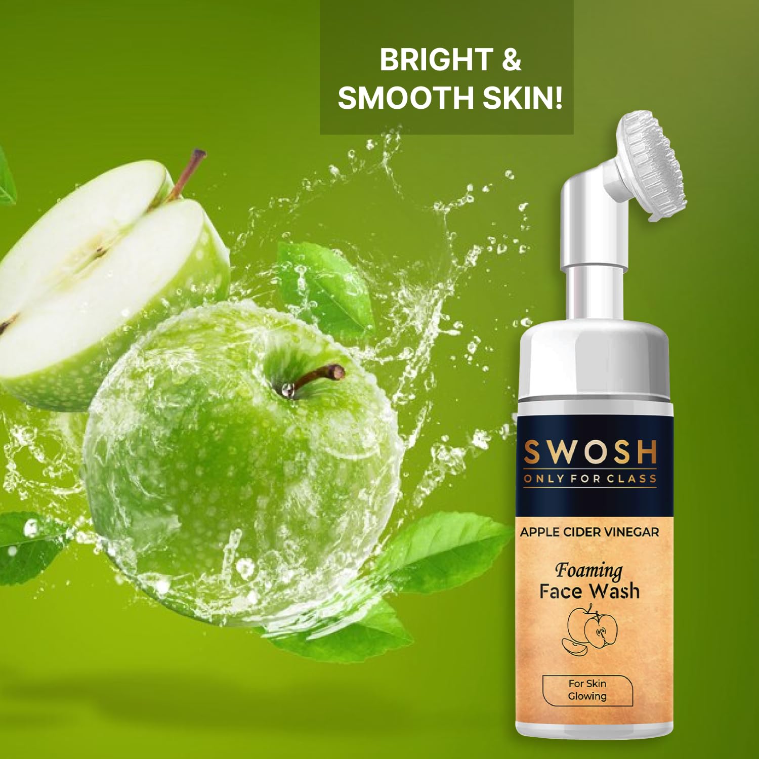 SWOSH ACV Foaming Face Wash with Apple Cider Vinegar - Gentle Exfoliating & Deep Cleansing (100ml) for Acne-Prone, Oily Skin - Enriched with Aloe Vera, Amla & Lemon Extract - Perfect for Daily Skincare Routine for Men & Women