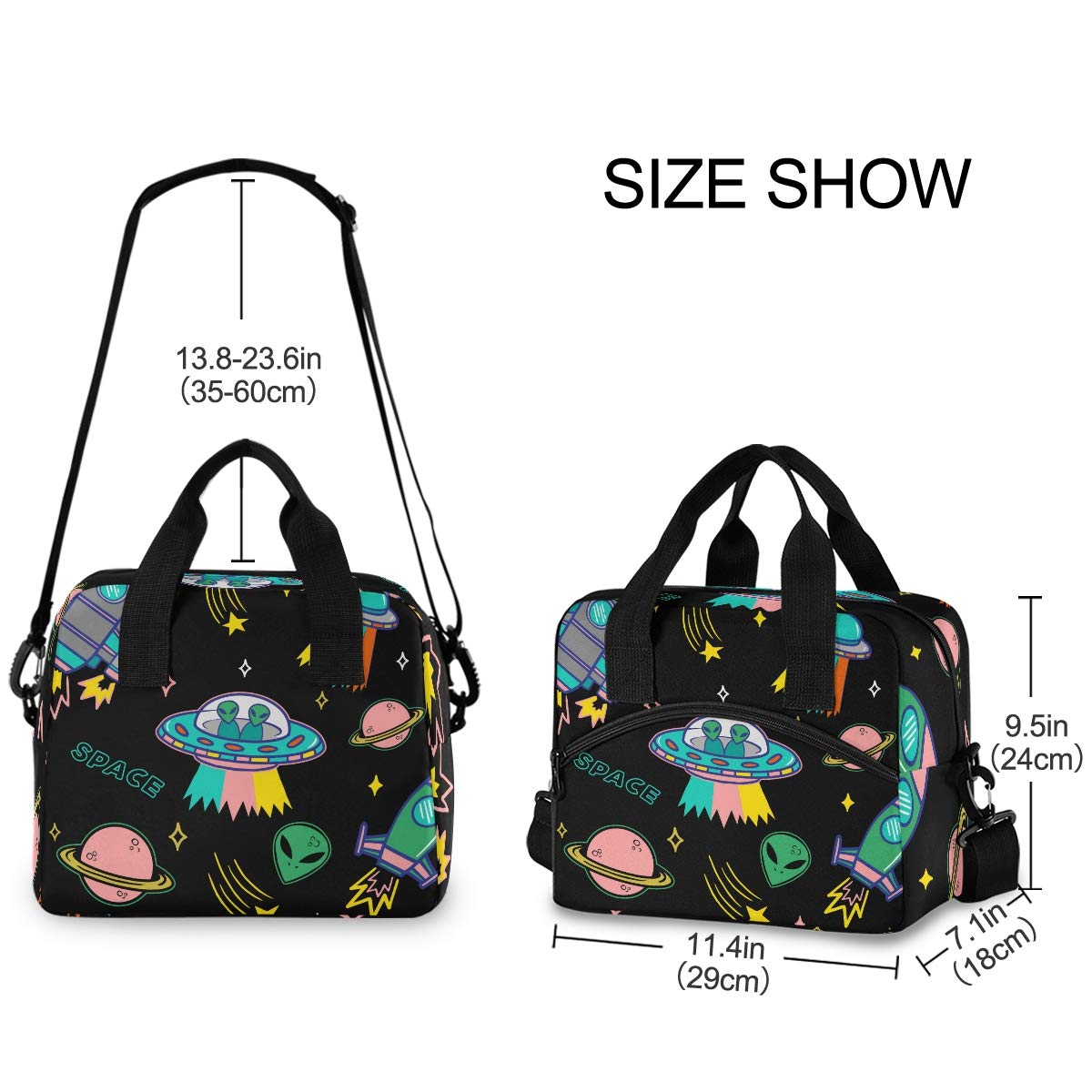 Insulated Lunch Tote Bag for Adults - UFO Alien Spaceship Design with Detachable Shoulder Strap | Perfect for School, Office, Camping & Fishing Trips | Keeps Food Fresh for Men, Women & Kids