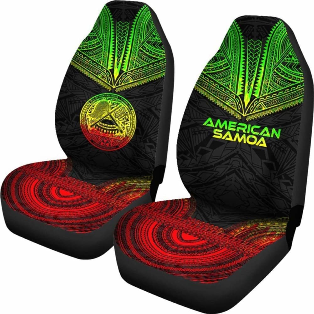 American Samoa Car Seat Cover with Polynesian Chief Tattoo Design - Reggae Style Car Accessories for Jeep, Truck & SUV - Durable & Stylish Seat Protector for Beach, Road Trips & Tropical Vibes