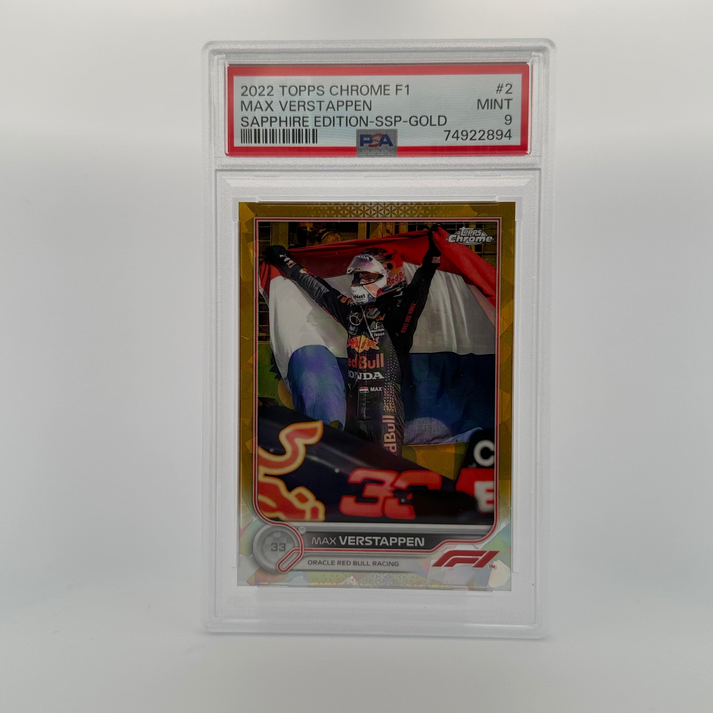 PSA 9 MAX VERSTAPPEN #2 SAPPHIRE EDITION SSP GOLD /50 - Rare Collectible Trading Card for Sports Memorabilia & F1 Racing Fans