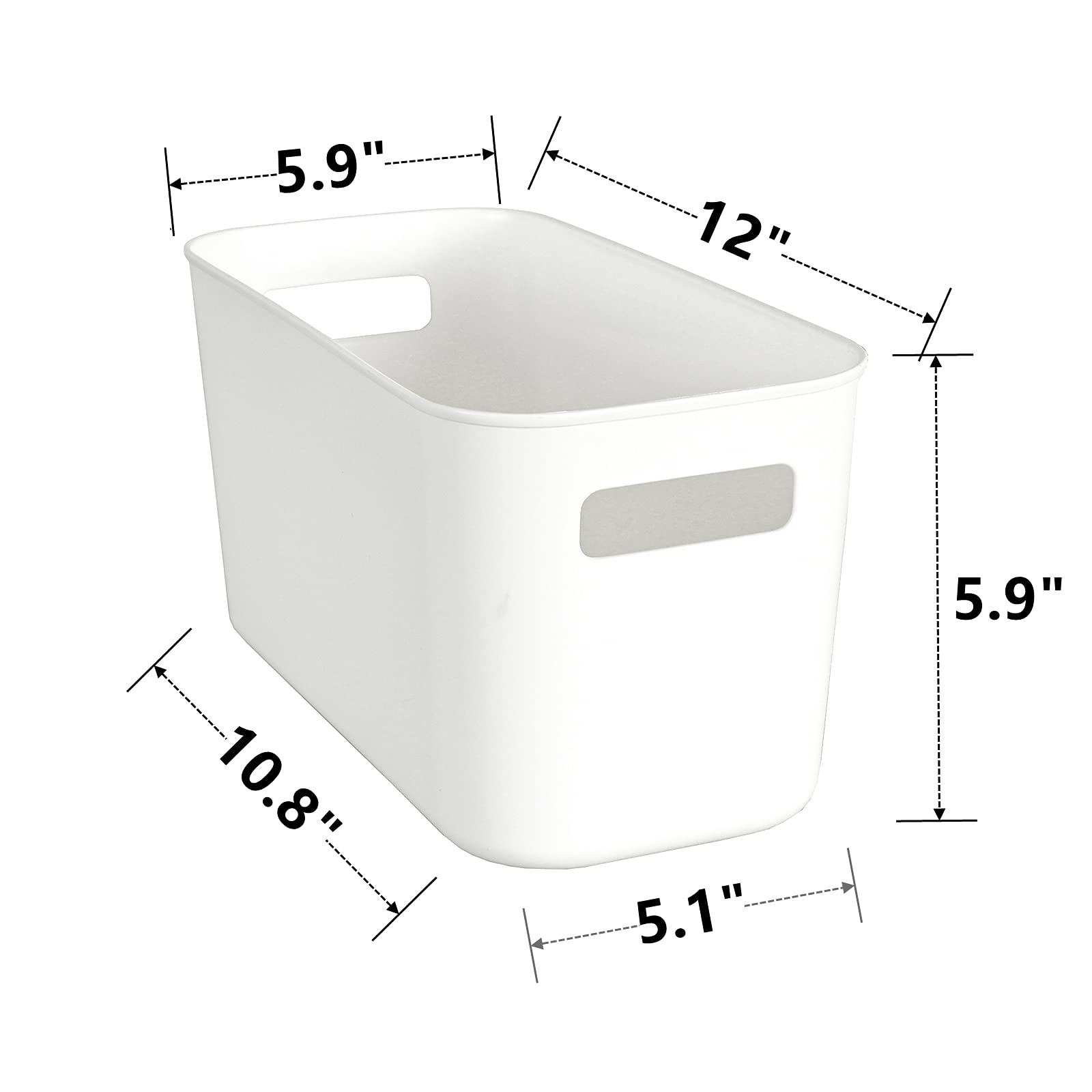 Yopay 6-Pack White Plastic Storage Bins with Handles for Shelves & Pantry Organization - Perfect for Hand Soaps, Body Wash, Shampoos, Lotions, Towels, Cosmetics, Snacks & Spices | Ideal for Bathroom, Kitchen & Closet Storage