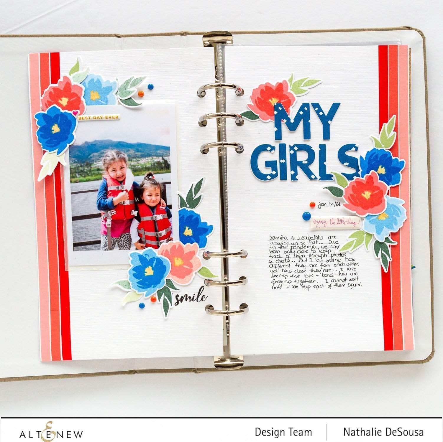 Mini Delight Smile Blooms Stamp & Die Set - Floral Craft Stamps for Card Making, Scrapbooking & DIY Projects
