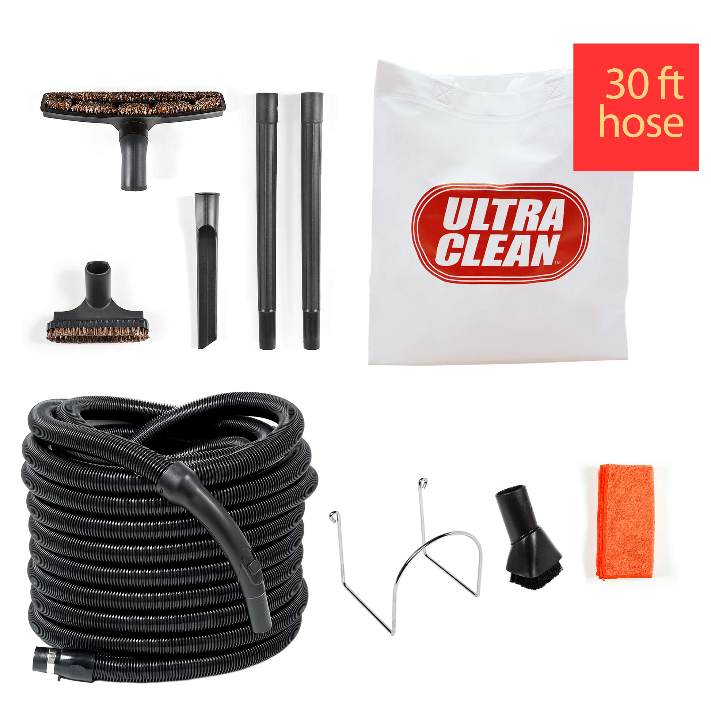Premium 30' Central Vacuum Garage Kit - Heavy Duty Cleaning for Cars & Workshops