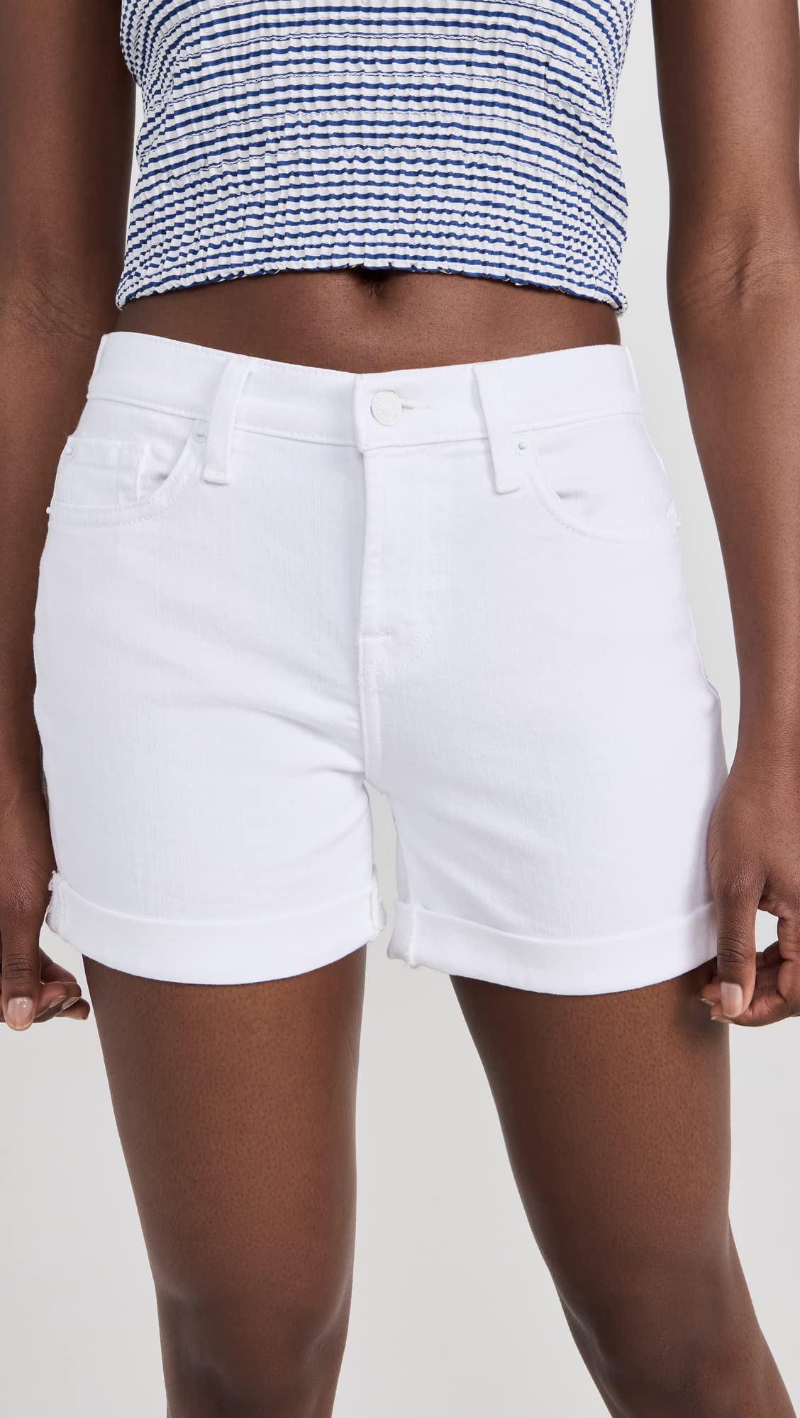 7 For All Mankind Women's Mid Rise Denim Shorts - Comfortable Stretch Jeans Shorts for Summer, Casual Wear & Beach Outings