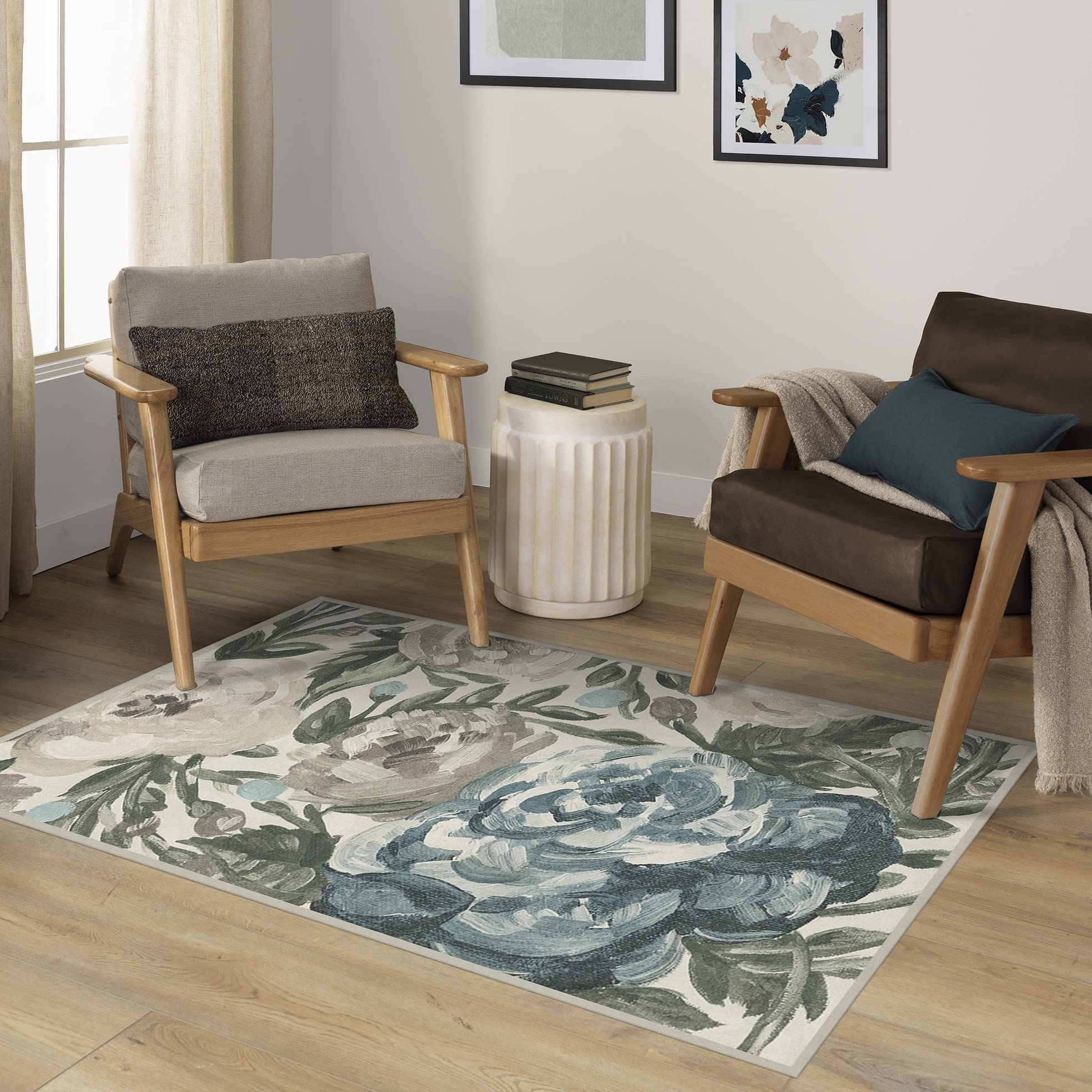 Washable 3x5 Area Rug by Ruggable - Camellia Jade Non-Slip Rug for Living Room, Bedroom, Kitchen, Office & Classroom | Premium Gripper Pad Included | Perfect for High-Traffic Areas & Pet-Friendly Homes