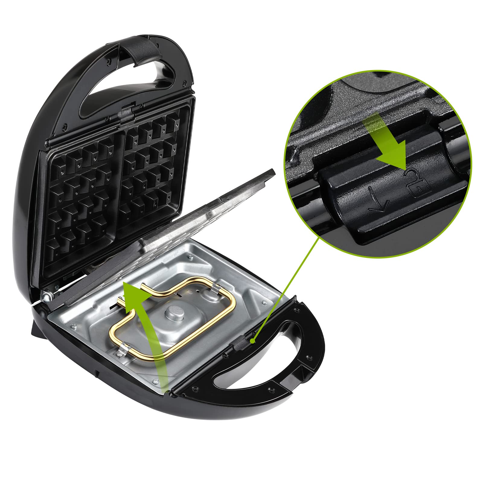 MONZANA® 3-in-1 XL Electric Contact Grill - 800W Non-Stick Surface with Safety Lock, Sandwich Maker, Waffle Iron & Panini Press - Perfect for Breakfast, BBQ Parties & Family Gatherings
