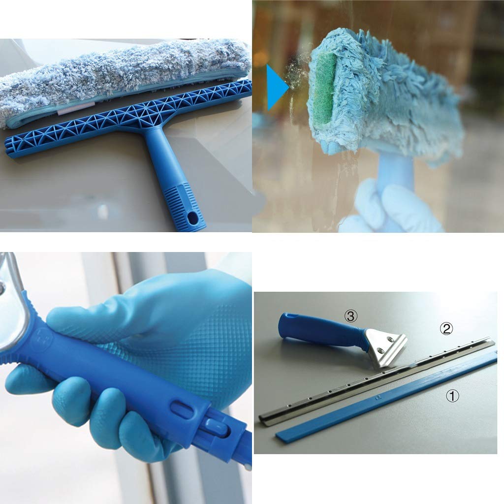 **Premium Shower Squeegee with Microfiber Scrubber – Telescopic Adjustable Rubber Glass Wiper for Mirror, Shower, Car & Window – Includes Watering Can (35cm Brush Head) – Ideal for Bathroom, Kitchen & Auto Cleaning**