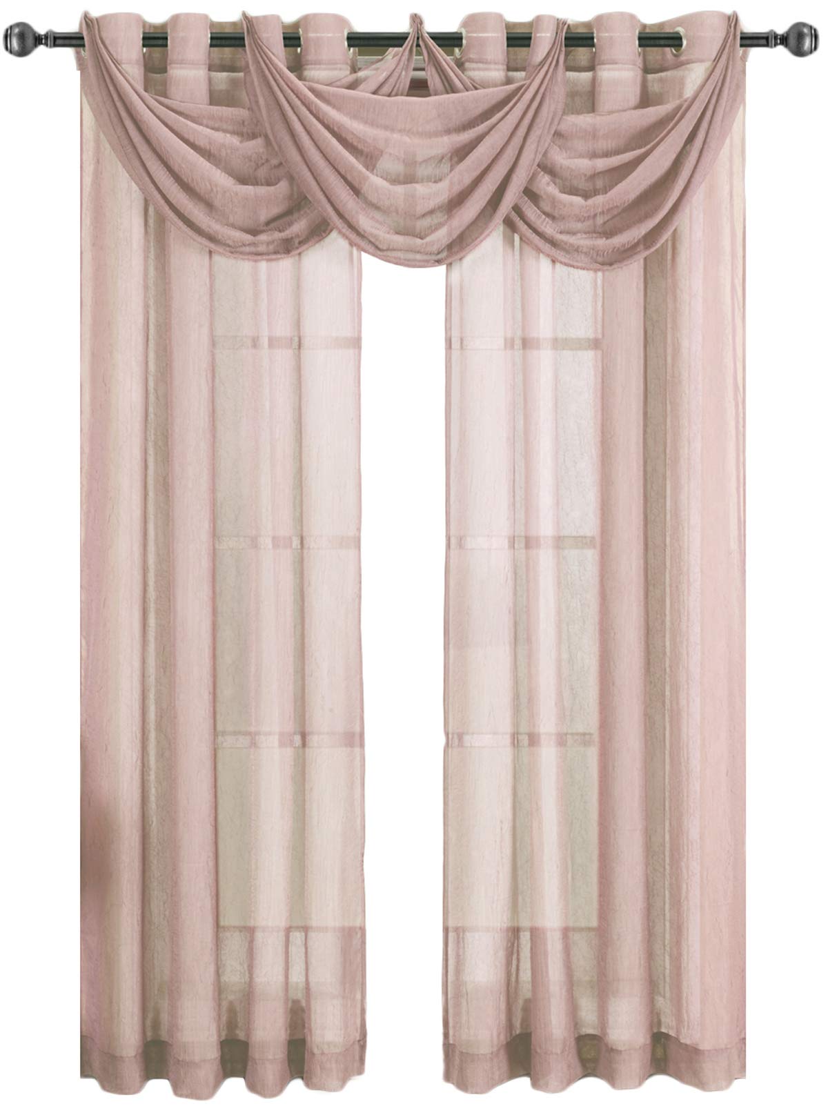 Royal Hotel Luxury Bedding Abri Mauve Grommet Crushed Sheer Curtain Panel - 1 Panel (50x96 Inches) - Elegant Window Treatment for Bedroom, Living Room & Hotel Decor