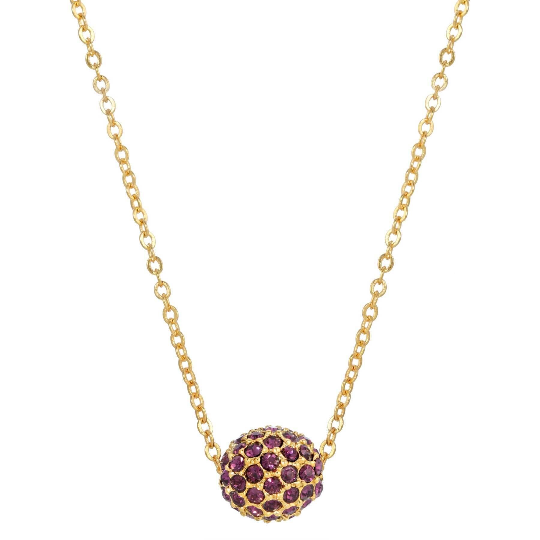 1928 Jewelry Amethyst Crystal Pave Spinning Ball Pendant Necklace 16