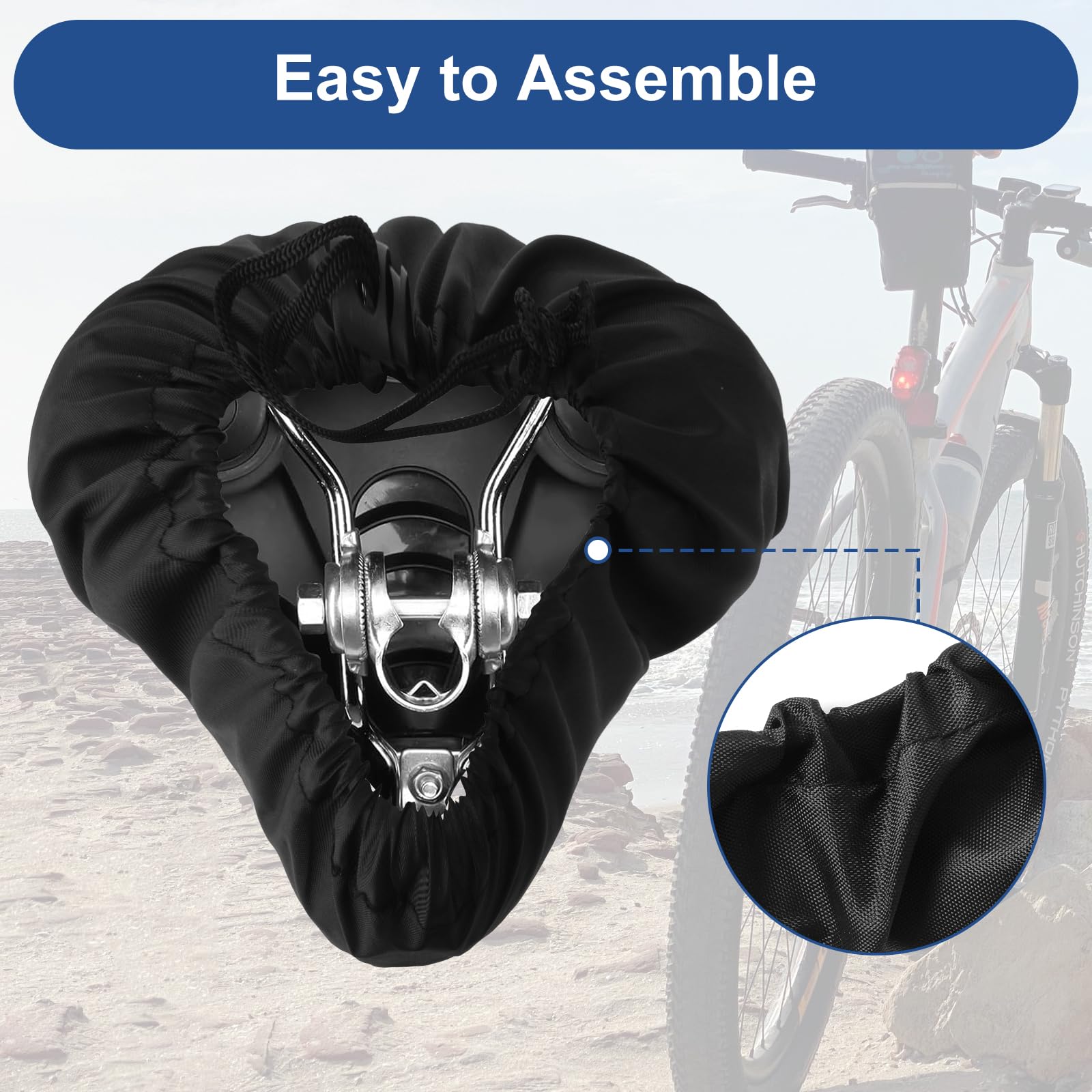 2 Pack Waterproof Bike Seat Covers - Universal Bicycle Seat Rain Cover with Drawstring, Washable Cycling Saddle Protector for Men & Women - Perfect for City, Mountain & Road Bikes in All Weather Conditions
