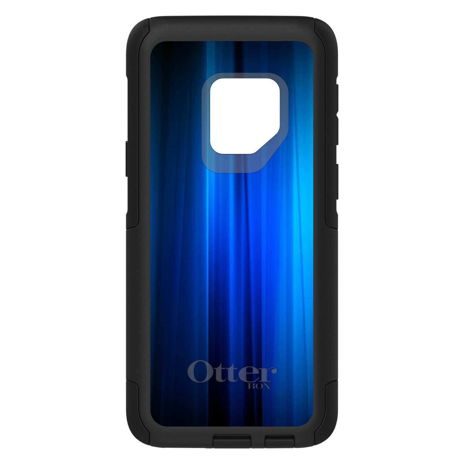 Premium Samsung Galaxy S9 Case (5.8 Inch) - Shockproof Protective Cover with Custom Black Design - Bright Blue Curtain Pattern - Slim Fit Replacement for OtterBox Commuter - Perfect for Work, Travel & Outdoor Activities