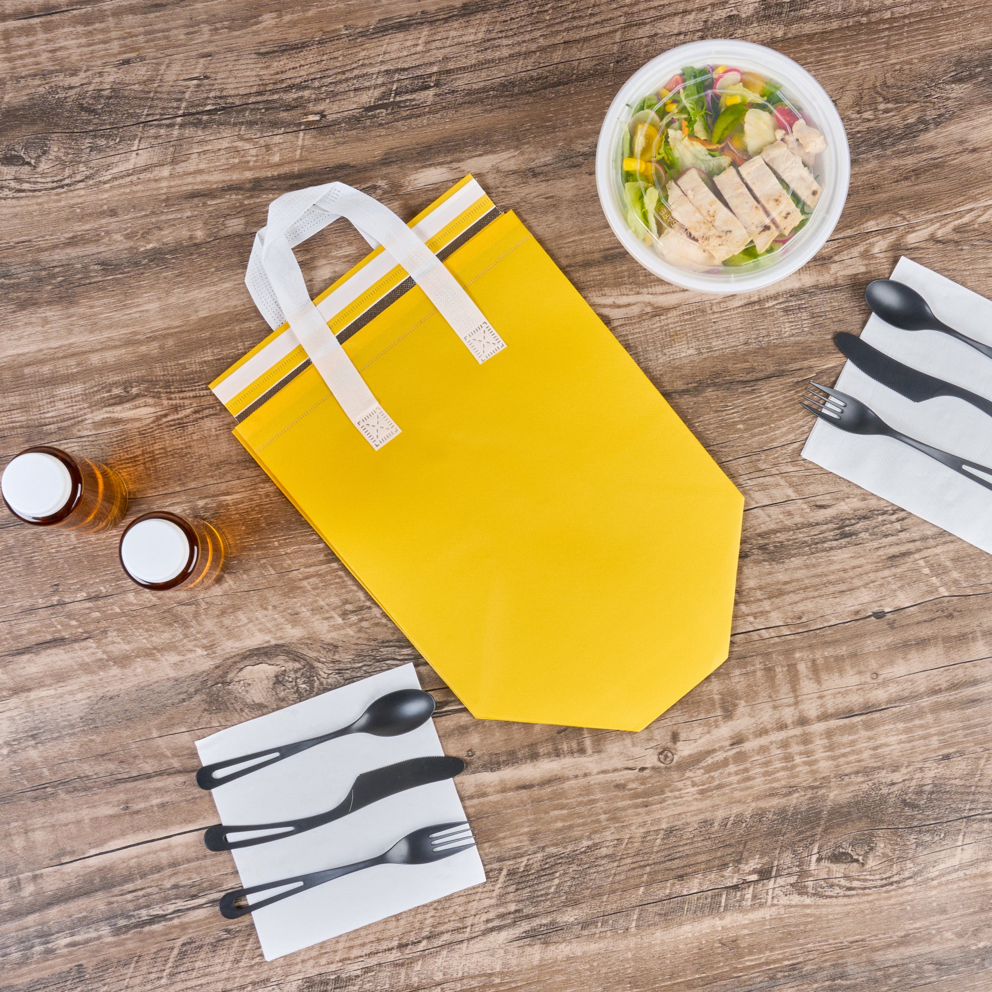 Insulated Food Delivery Bag - Tamper Evident Yellow Takeout Bags (10.25