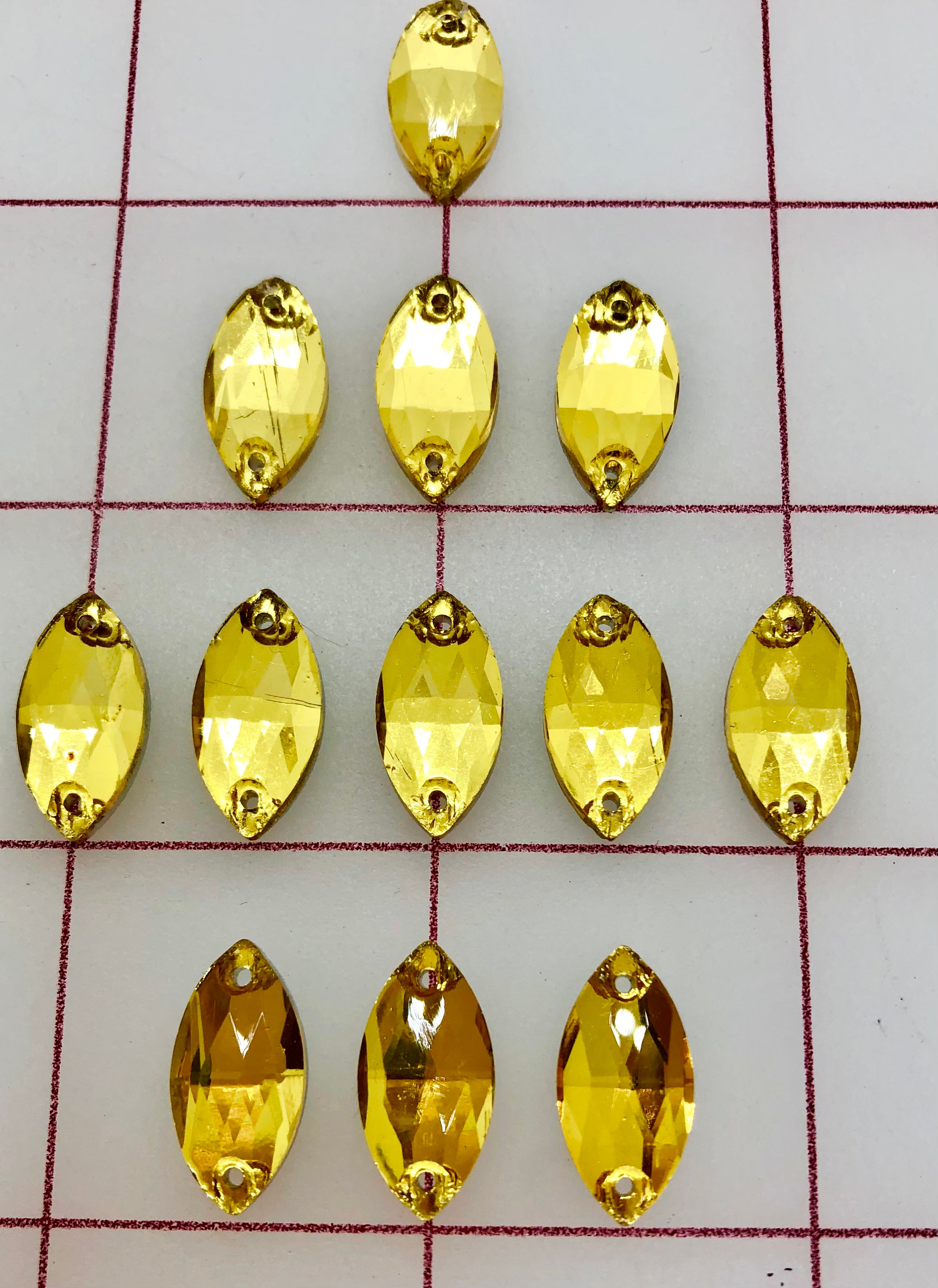 9x18mm Czech Bright Cut Light Topaz Rhinestones - Sew On Flatback Gems for DIY Jewelry, Costumes & Crafting - Perfect for Bridal, Dancewear & Fashion Accessories