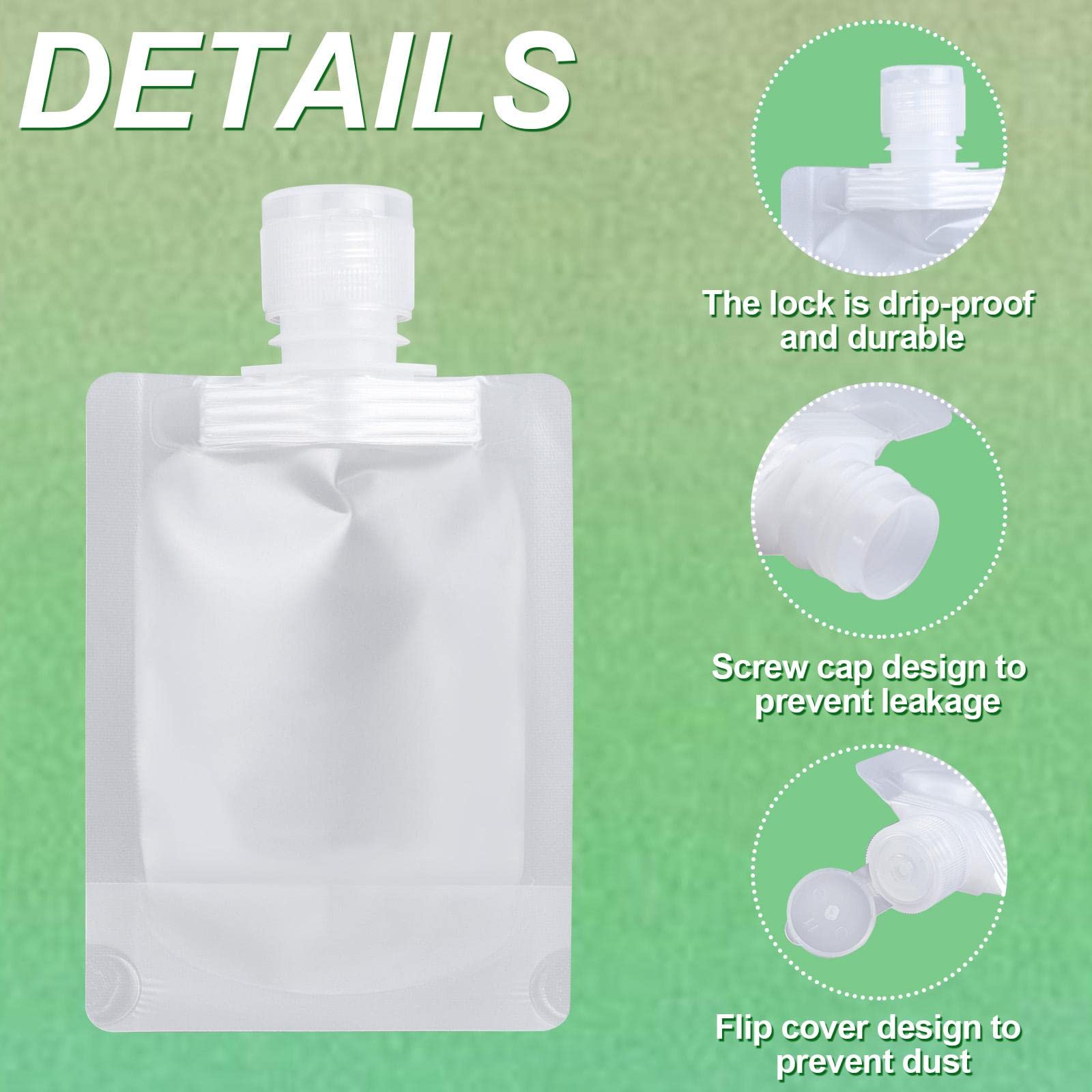 FALONG Travel Bottles Set - 30ml/50ml/100ml Refillable Empty Squeeze Pouches with Funnel, TSA Approved Leak-Proof Stand Up Liquid Containers for Toiletries, Shampoo & Cosmetics - Perfect for Air Travel, Camping & Gym Use
