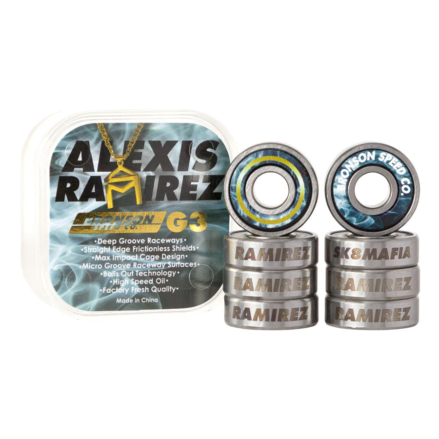Bronson Speed Co Ramirez G3 Skateboard Bearings - High Performance ABEC 7 Rated for Smooth & Fast Riding - Perfect for Street Skating, Longboarding & Cruising