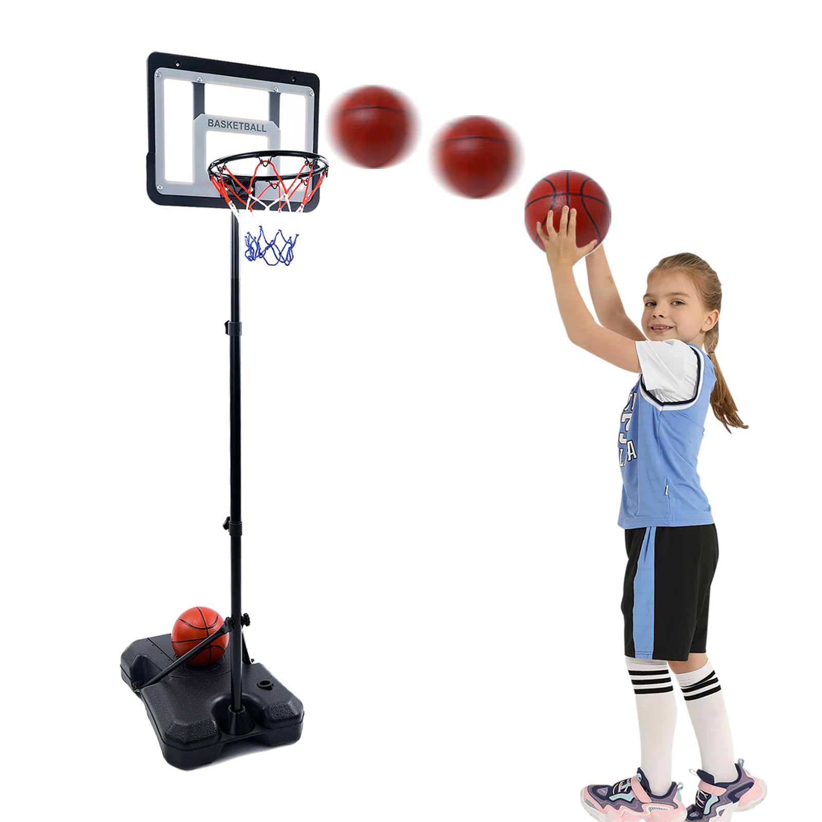 Adjustable Kids Basketball Hoop 2.9-6.2ft - Indoor/Outdoor Toy for Ages 3-8 - Perfect for Backyard & Playroom