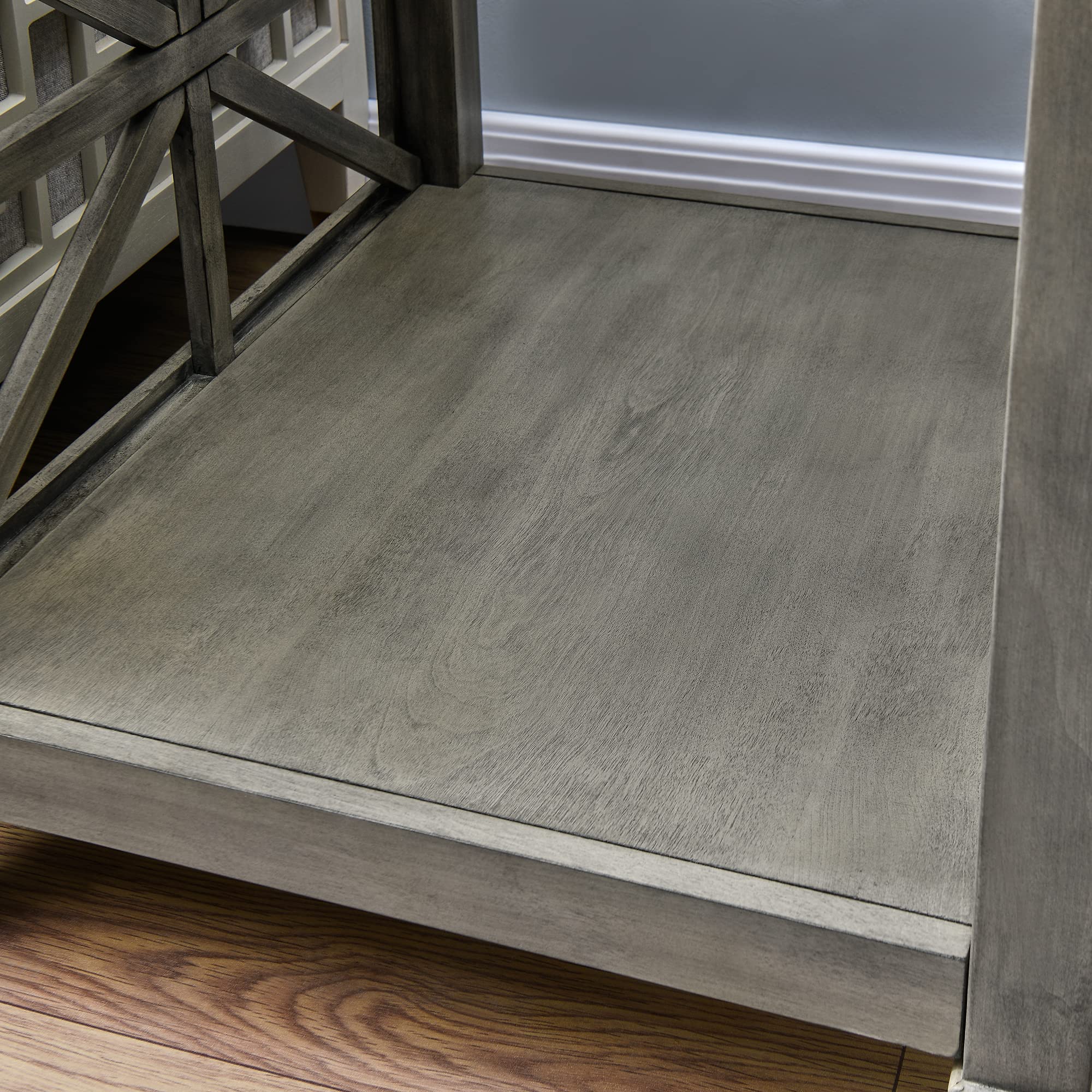 LEEMTORIG Gray Wash Solid Wood Glass End Table - Modern Farmhouse Side Table with Storage Shelf, Rustic Bedroom Nightstand (22.5