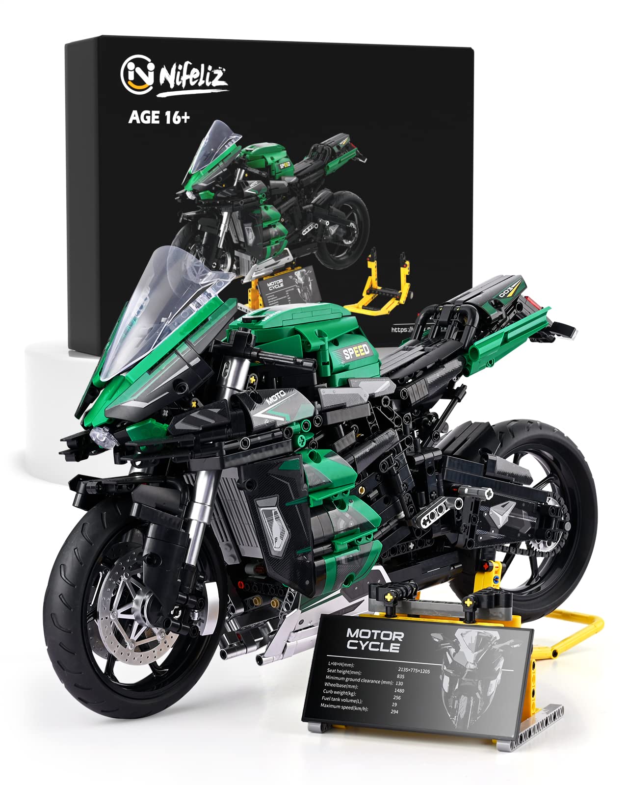 Nifeliz H2 Motorcycle Model Kit - 2088 PCS Adult Building Set for Home Display & Gift