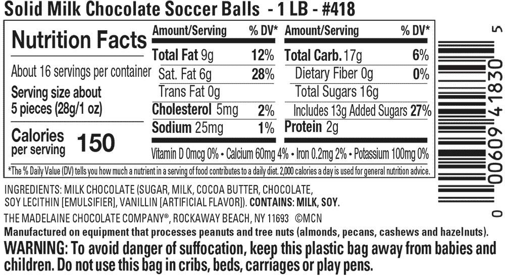 Premium Madelaine Milk Chocolate Soccer Ball Candy - 1 LB (80 Count) World Cup Party Favors, Bulk Chocolate Treats for Sports Events, Birthday Parties & Game Day Snacks