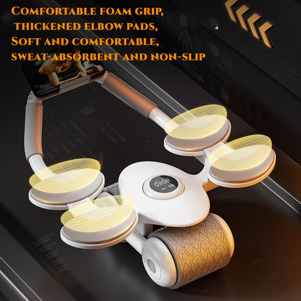 Automatic Rebound Ab Roller Wheel with Knee Mat - Core & Ab Workout Equipment for Home Gym - Smooth Rebound Exercise Tool for Abs, Arms & Elbows - Perfect for Home Fitness & Strength Training