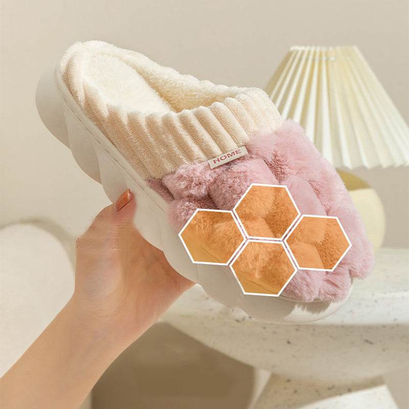 Honeycomb Fluffy Plush Slippers for Women & Men - Ultra Soft Warm Indoor House Slippers with Non-Slip Sole - Perfect for Winter, Home, Office & Lounge Wear