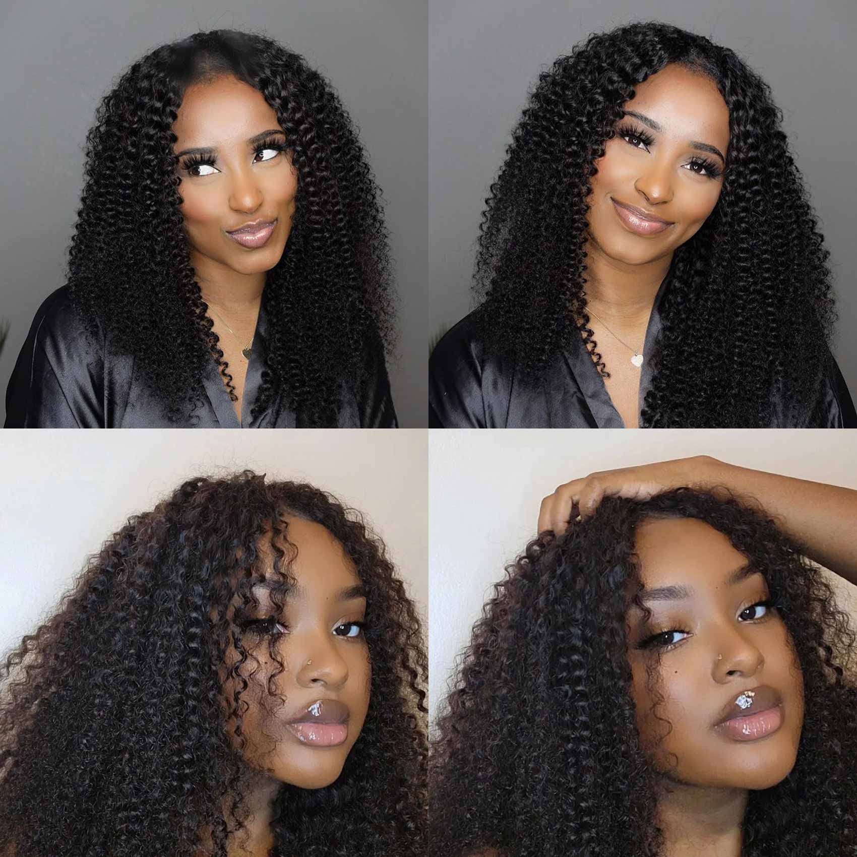 Domiso 30 Inch V Part Human Hair Wig for Black Women - 100% Virgin Kinky Curly Glueless U Part Wig | 180% Density Natural Color | No Glue Minimal Leave Out Wear & Go | Perfect for Daily Wear, Parties & Protective Styling