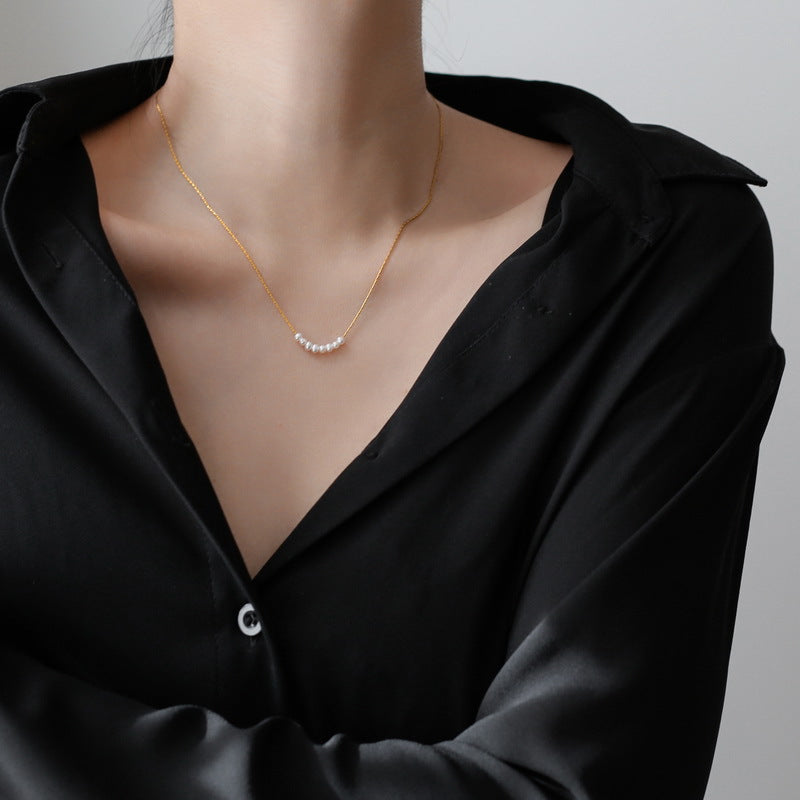 Elegant Tiny Freshwater Pearl Choker Necklace for Women | 16