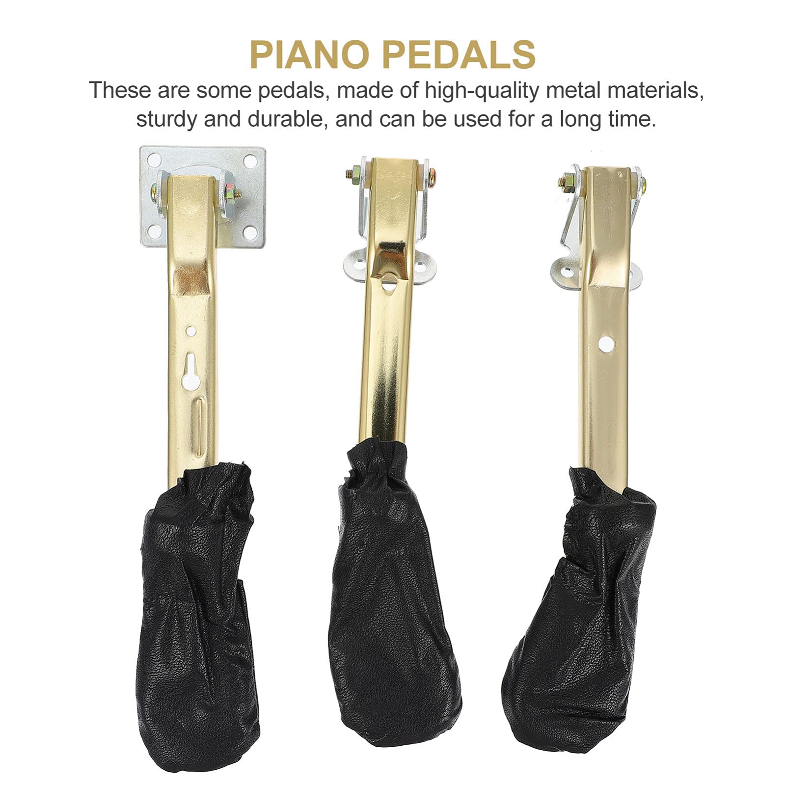 MILISTEN 3-Piece Gold Piano Pedal Cover - Metal Keyboard Protector for Digital Pianos at Home