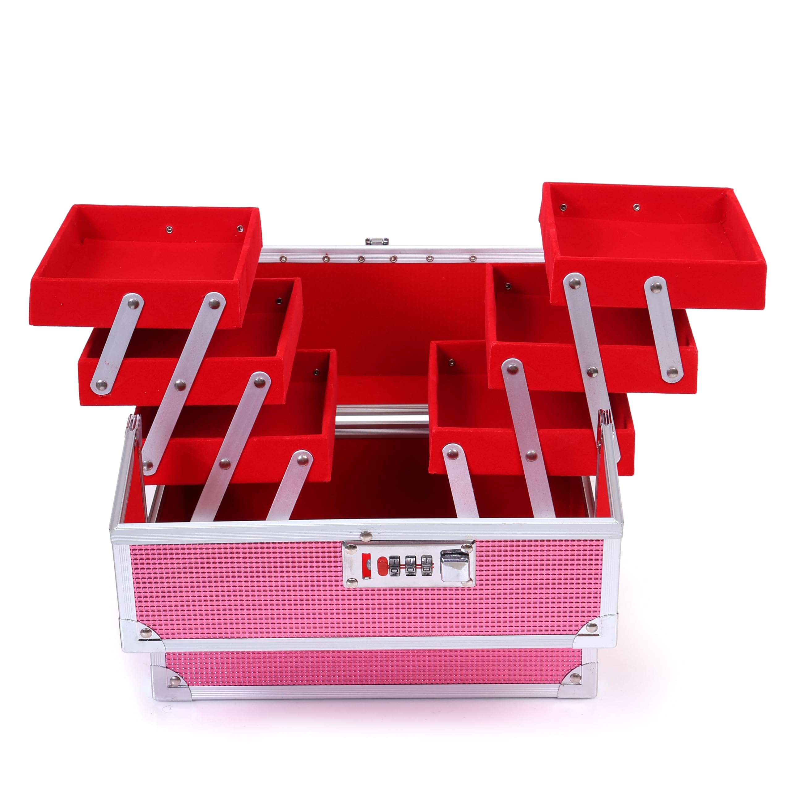 Elegant URGE Vanity Box for Women - Portable Clip-and-Go Makeup Organizer with Brush Storage | Travel Cosmetic Case & Artist Makeup Bag | Perfect for Home, Travel & Professional Use (Pink)