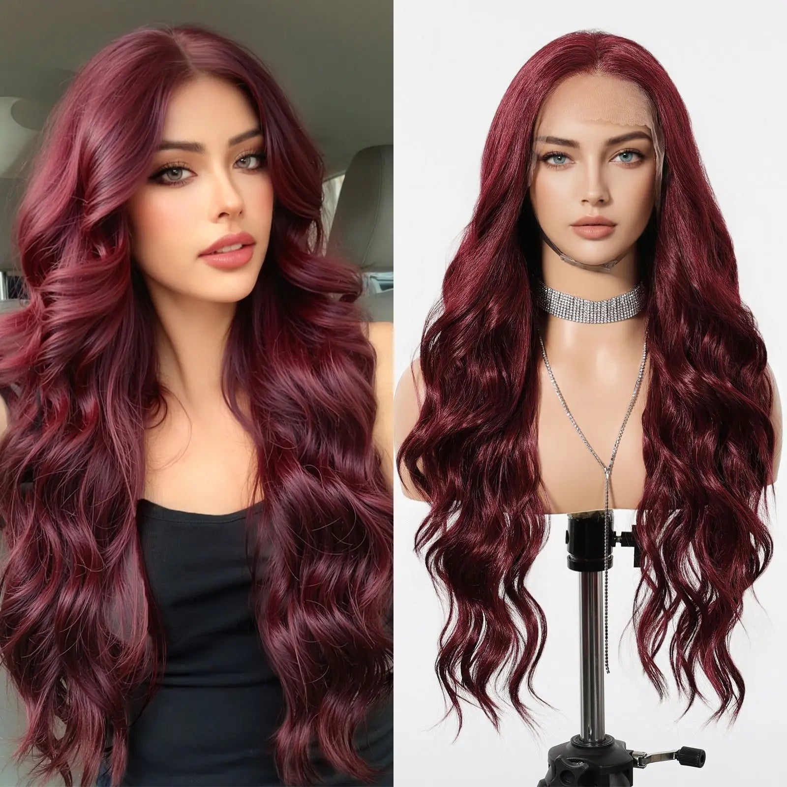 Long Brown Blonde Highlight Synthetic Hair Wig for Women - Natural Looking Straight Shoulder Length Cosplay Costume Party Daily Wear
