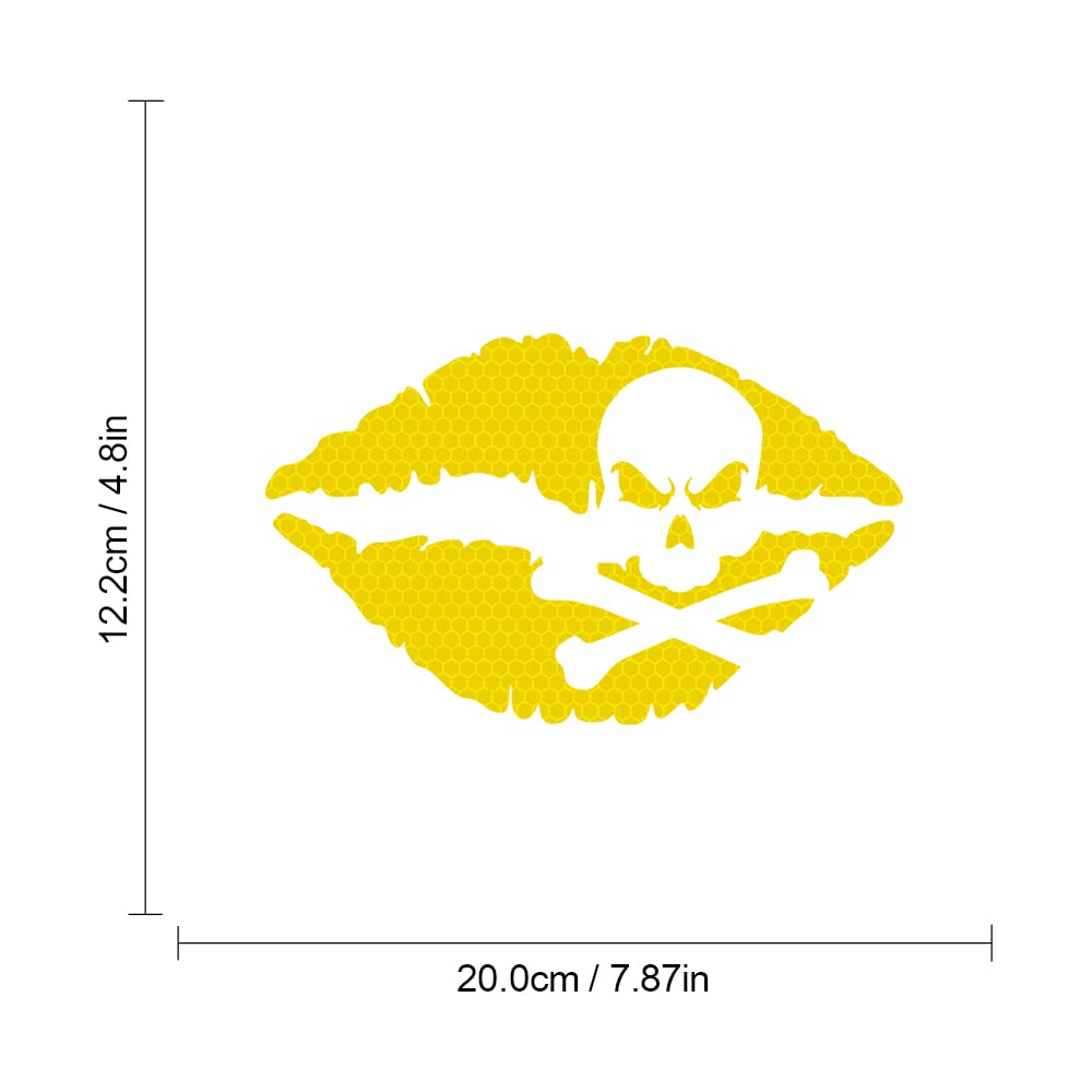 2pcs High-Intensity Reflective Skull Lips Car Decal - Waterproof Vinyl Stickers for Cars, Bumpers, Windows, Laptops, Motorcycles & Helmets - Kiss of Death Design (Red) - Perfect for Night Driving Safety & Gothic Vehicle Customization