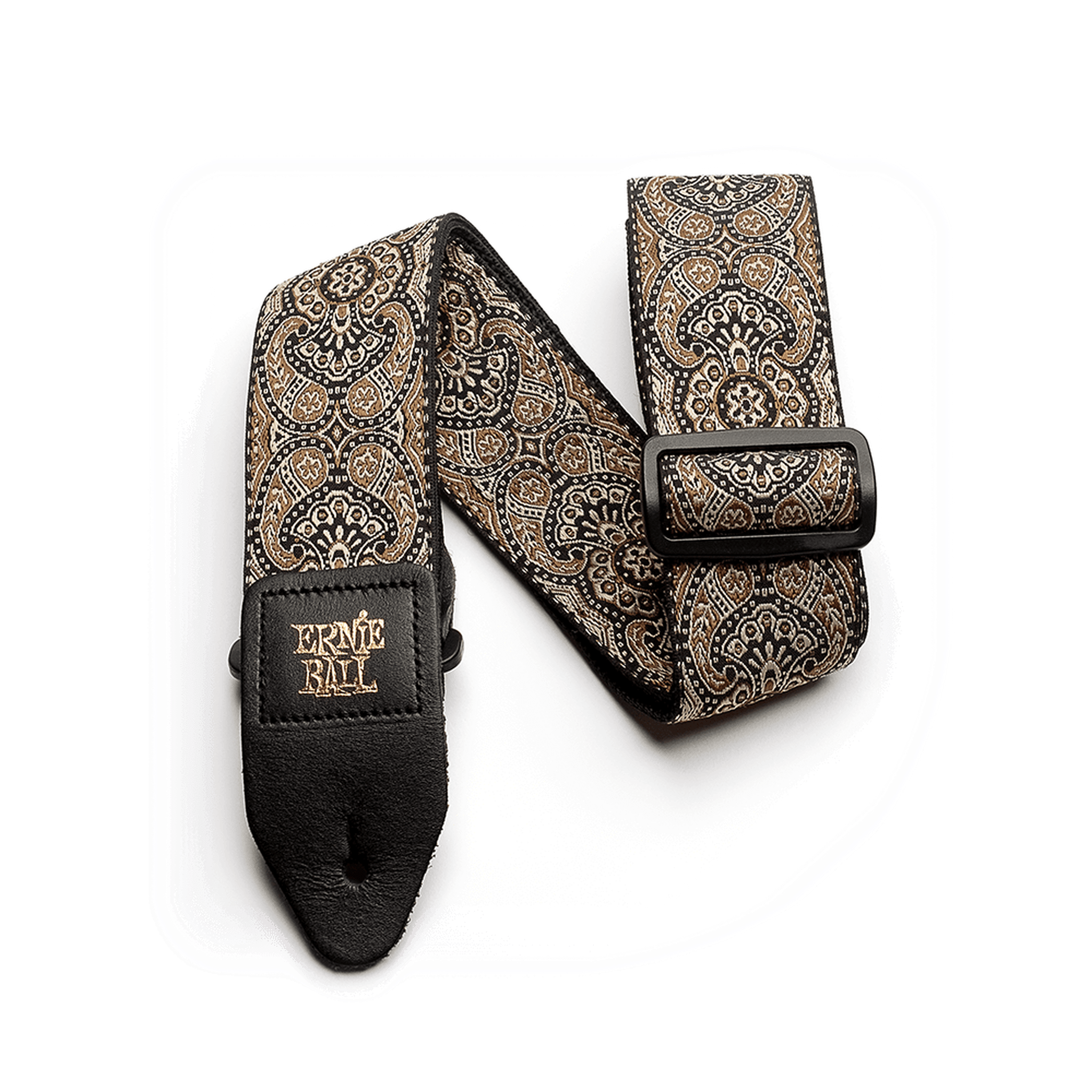 Ernie Ball Classic Jacquard Guitar Strap - Gold & Black Paisley Design | Comfortable & Durable for Electric & Acoustic Guitars | Perfect for Live Performances & Studio Sessions