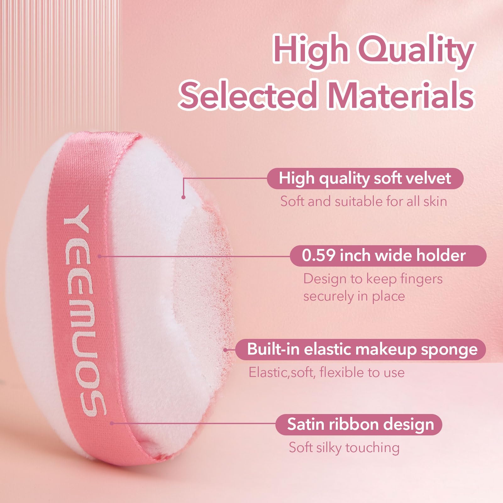 4 Pcs Velvet Powder Puffs - Soft Makeup Sponge for Loose & Pressed Powder - Face & Body Beauty Blender - Coral Pink | Perfect for On-the-Go Touch Ups & Professional Makeup Application