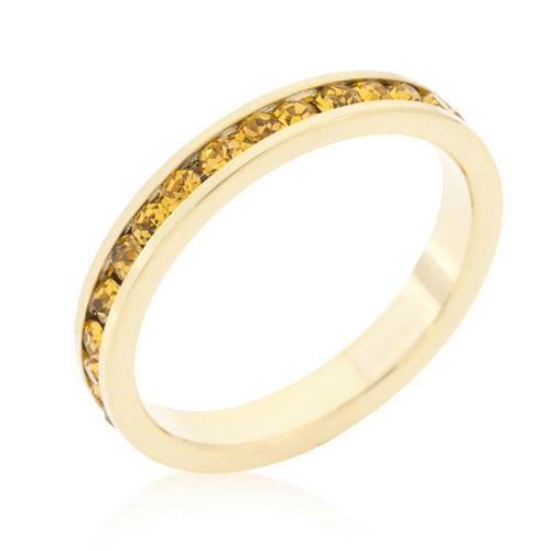 Elegant Yellow Crystal Stackable Gold Ring for Women - Perfect for Layering, Everyday Wear & Special Occasions