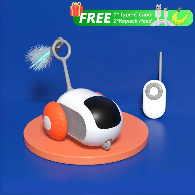 Automatic Rolling Smart Cat Toy Car with Remote Control - Interactive Pet Toy for Indoor Play, Exercise & Entertainment - Perfect for Kittens & Adult Cats