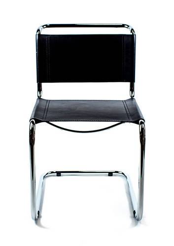 Mart Stam Cantilever Side Chair - Black Leather Upholstered Modernist Design for Living Room, Office & Dining Space