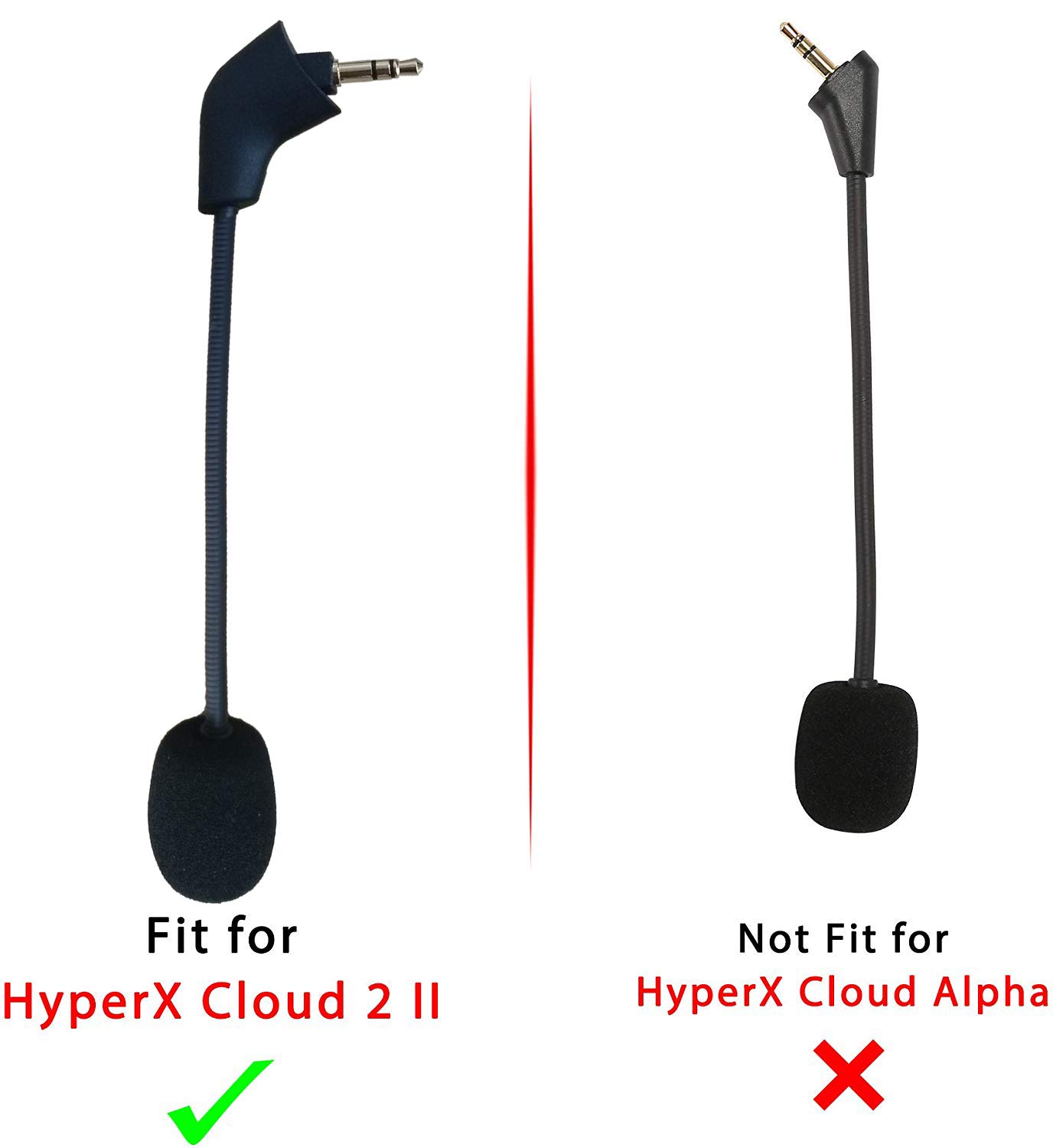 HyperX Cloud X/II & Silver Gaming Headset Replacement Microphone - 3.5mm Detachable Noise-Canceling Mic for PC, PS4, Xbox - Perfect for Streaming, Gaming & Online Meetings