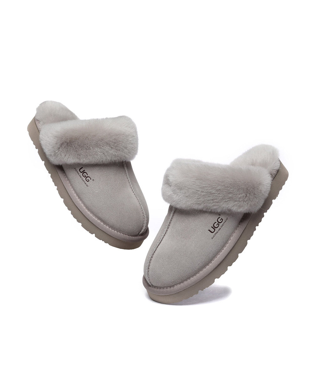 Women's UGG Fuzzy Summer Slippers - Cozy Indoor/Outdoor House Shoes with Soft Fleece Lining for Relaxing at Home, Lounging or Quick Errands