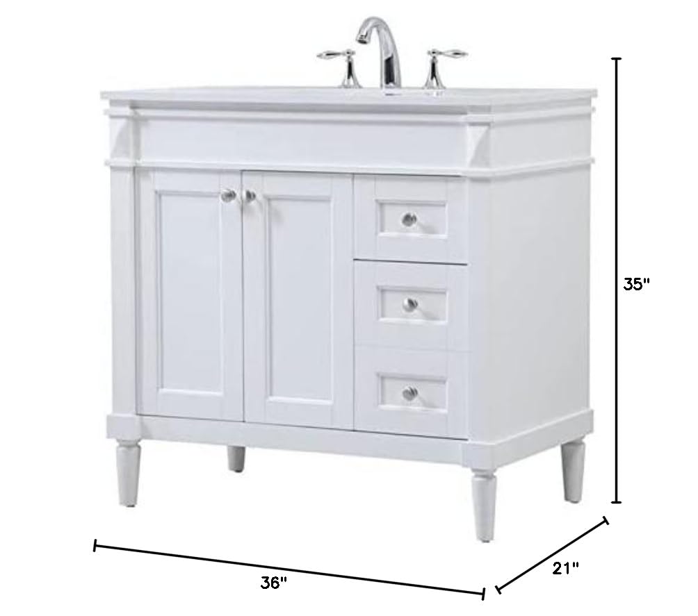 Modern 36-Inch White Bathroom Vanity with Under Sink Storage - Elegant Single Sink Bathroom Cabinet Organizer for Home Decor | Perfect for Small Bathrooms, Powder Rooms & Apartment Renovations