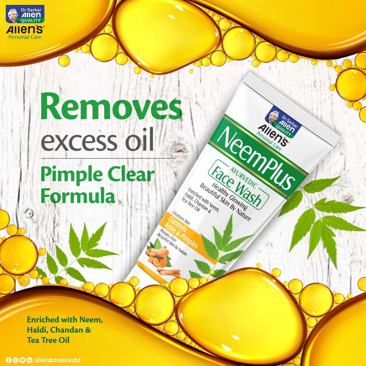 NeemPlus Ayurvedic Face Wash (100ml X 2) - Natural Acne Treatment & Skin Cleanser for Oily & Sensitive Skin | Gentle Daily Face Wash to Remove Dirt, Pollution & Impurities | Perfect for Morning & Night Skincare Routine