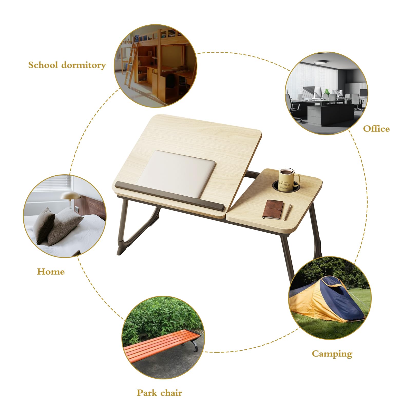 Adjustable Laptop Bed Desk with Cup Holder - 5 Height Levels for Sofa, Bed & Eating - Perfect for Work, Study & Relaxing in Bed or on the Couch