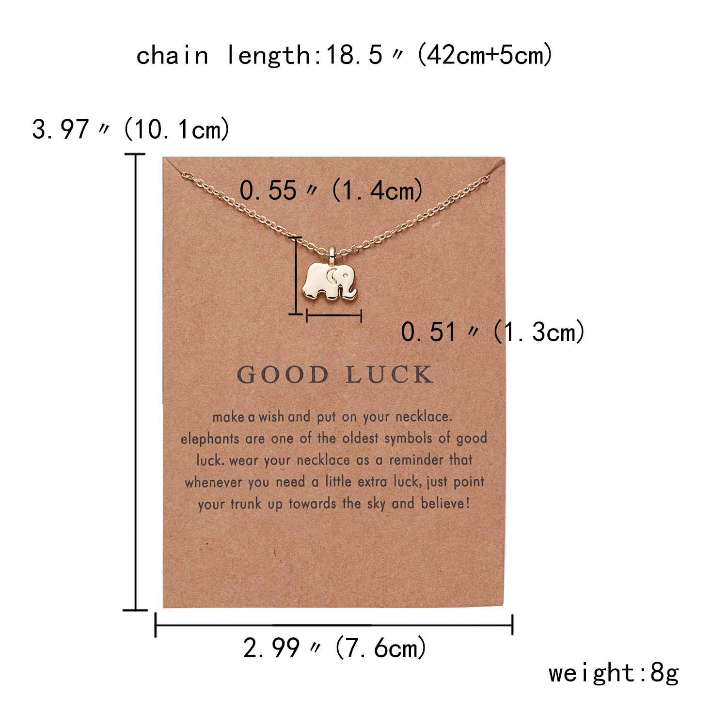 Lucky Elephant Necklace for Women - Birthday & Christmas Gift for Daughter, Sister, Friend - with Message Card for Special Occasions