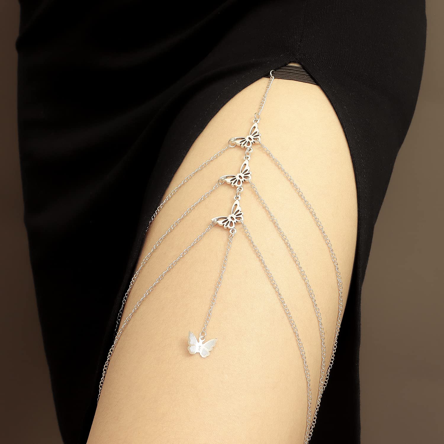 Gold Snake Leg Chain Jewelry for Women - Elegant Thigh Chain with Boho Snake, Butterfly & Pearl Coin Pendant - Perfect for Festival, Beach Party and Boho Fashion Accessories
