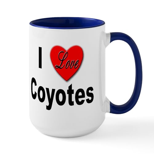 White/Navy Inside - I Love Coyotes Large Mug