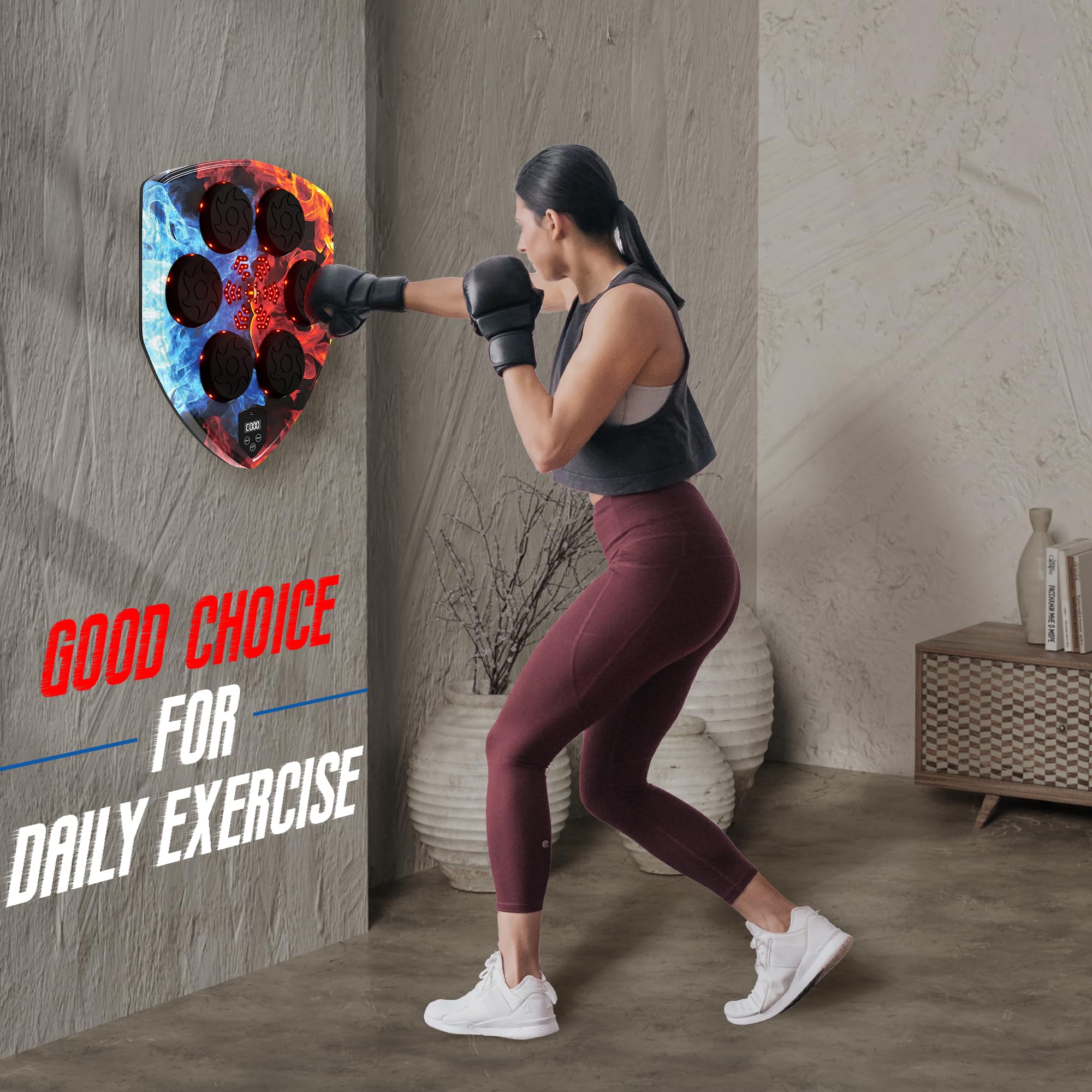 FICTOR Smart Bluetooth Boxing Machine for Adults - Interactive Wall Punching Pad with Gloves, Home & Gym Boxing Training Equipment for Fitness, Cardio & Stress Relief - Perfect for Indoor Workouts, Boxing Practice & Martial Arts Training