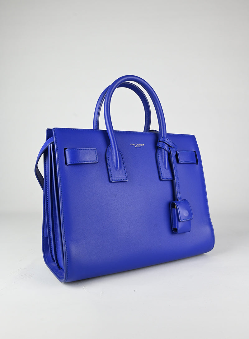 Saint Laurent Sac de Jour Baby Blue Leather Handbag - Luxury Designer Tote Bag for Women, Perfect for Work, Travel & Everyday Use